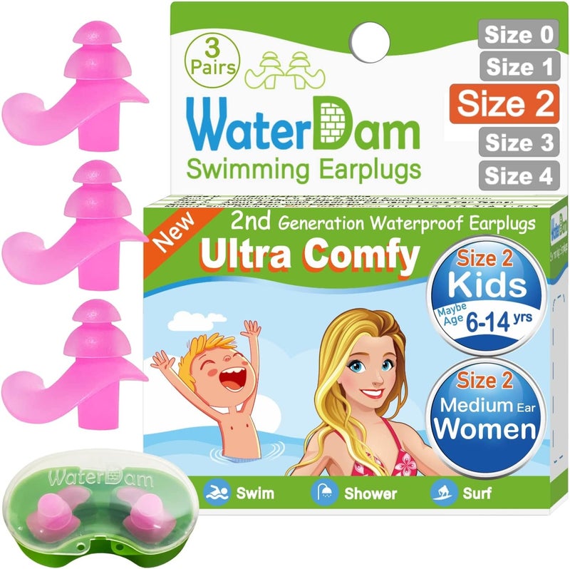 WaterDam Swimming Ear Plugs Great Waterproof Ultra Comfy Earplugs Prevent Swimmer's Ear - Image 1